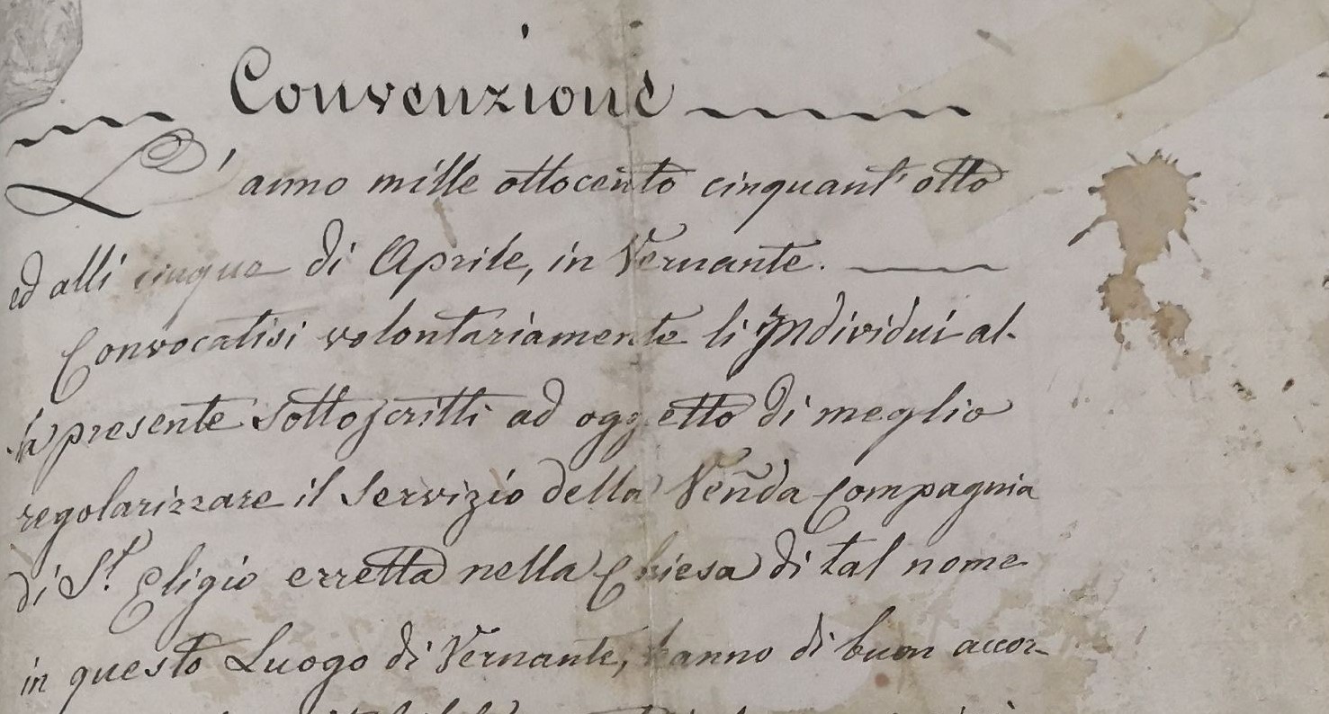 Pagina della Convenzione del 1858